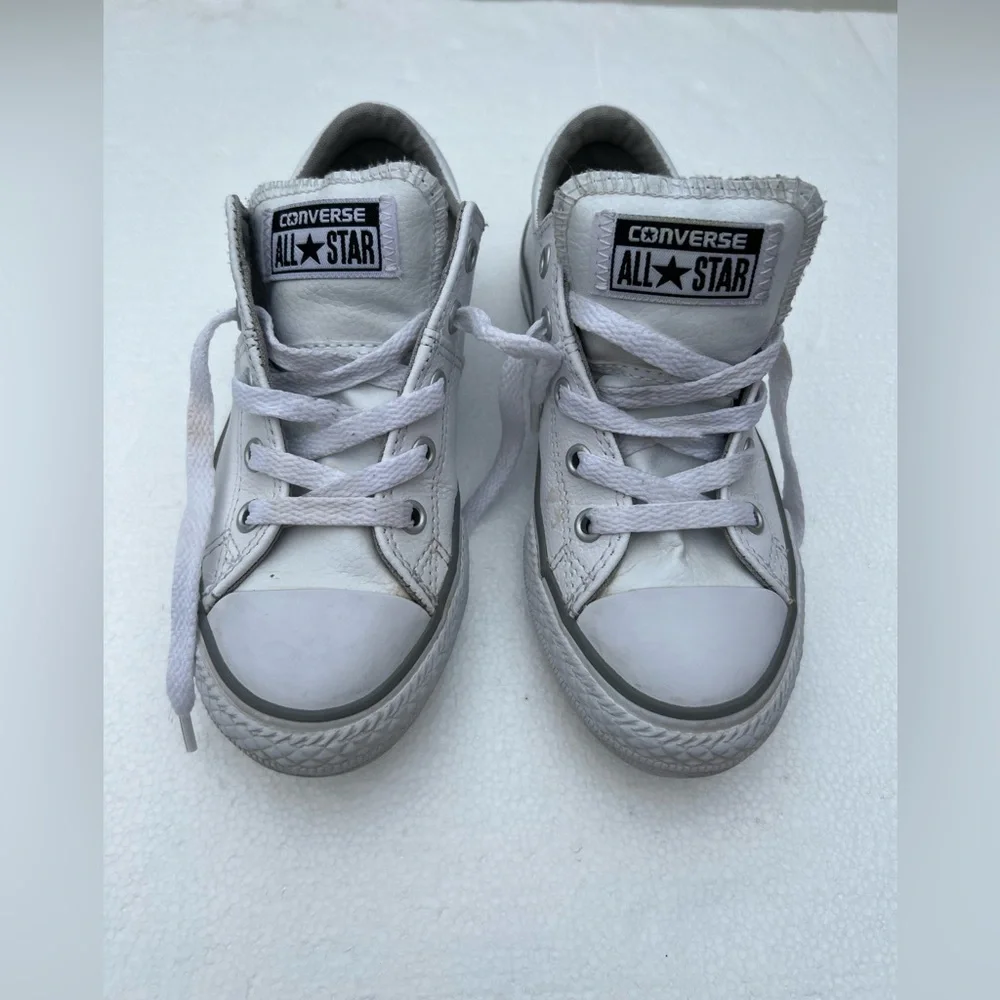 Converse Kids All Star White Leather Shoes 13